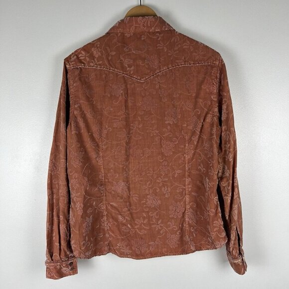 Michael Ryan Silk Burnout Velvet Women’s L Button up Shirt Rockabilly Western - Picture 6 of 12